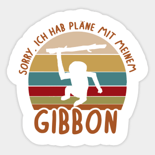 Sunset Retro Gibbon Pläne Tiere Design Fan Sticker